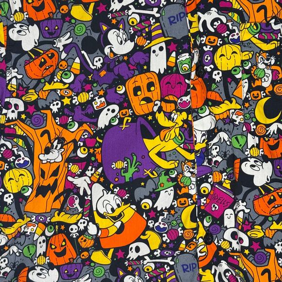 Disney Halloween Button Down Shirt Small Mickey Minnie Donald Daisy Goofy - Picture 3 of 9